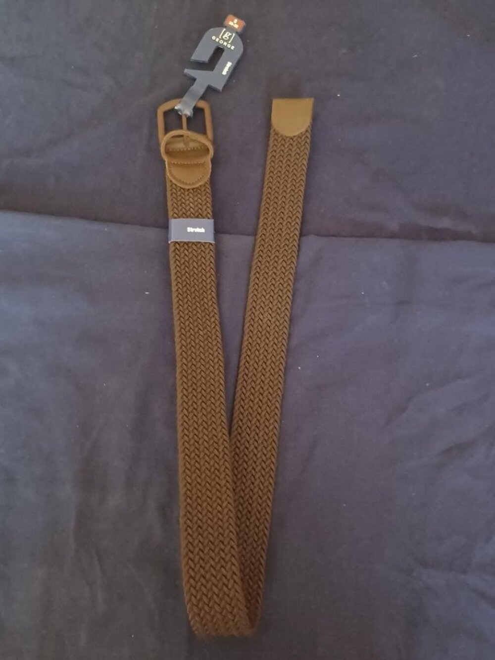 George Men's 1-1/2" Wide Small Size 30-32 Stretch Brown Belt